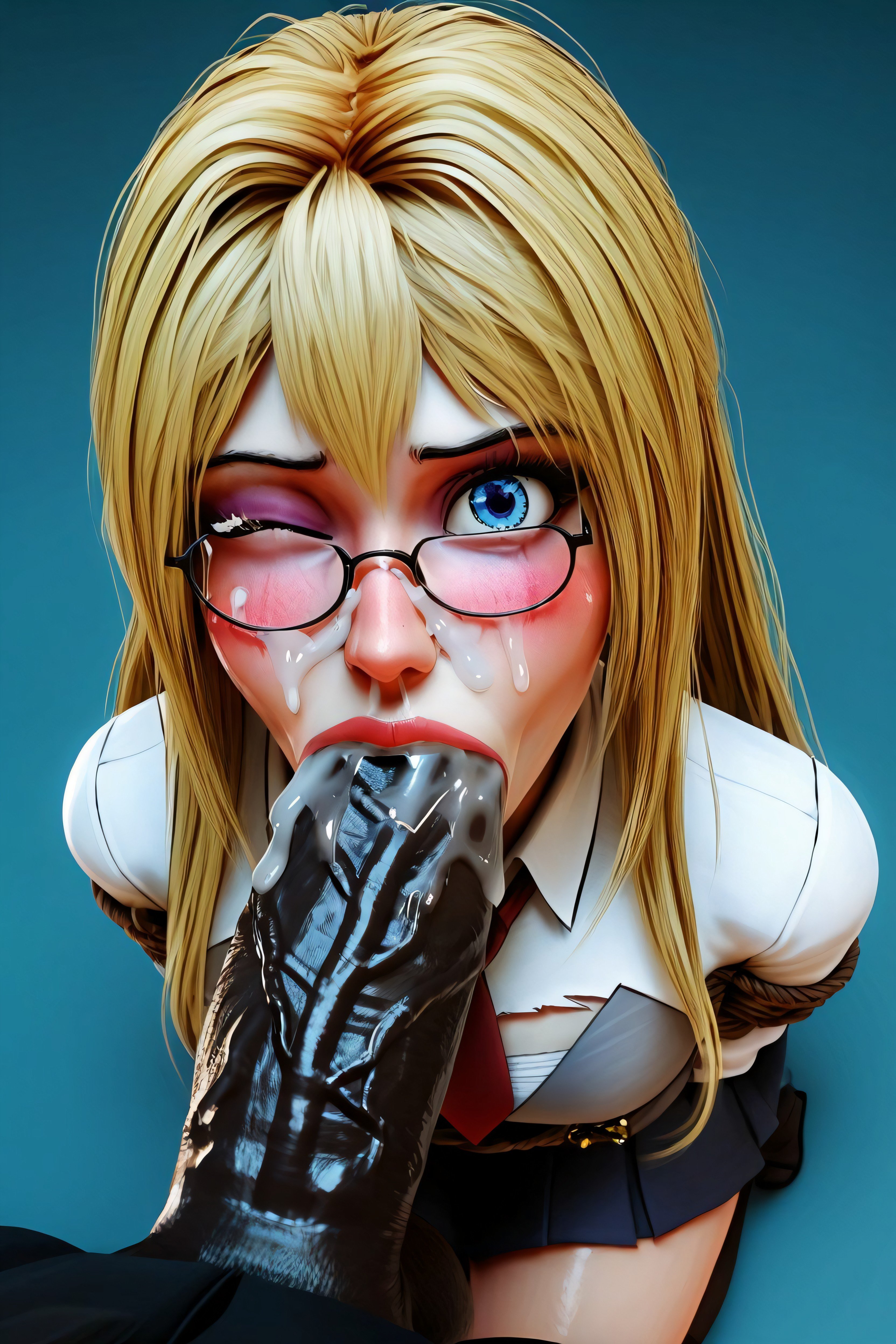 Blonde Hair, Extreme Long Hyper Cock, Fair Skin AI Porn