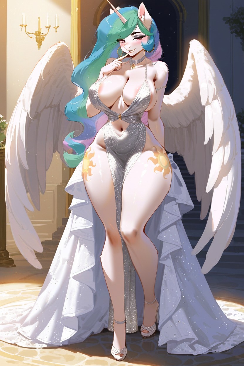 능글맞은 표정, Necklace, Plunging Neckline 퍼리 AI 포르노
