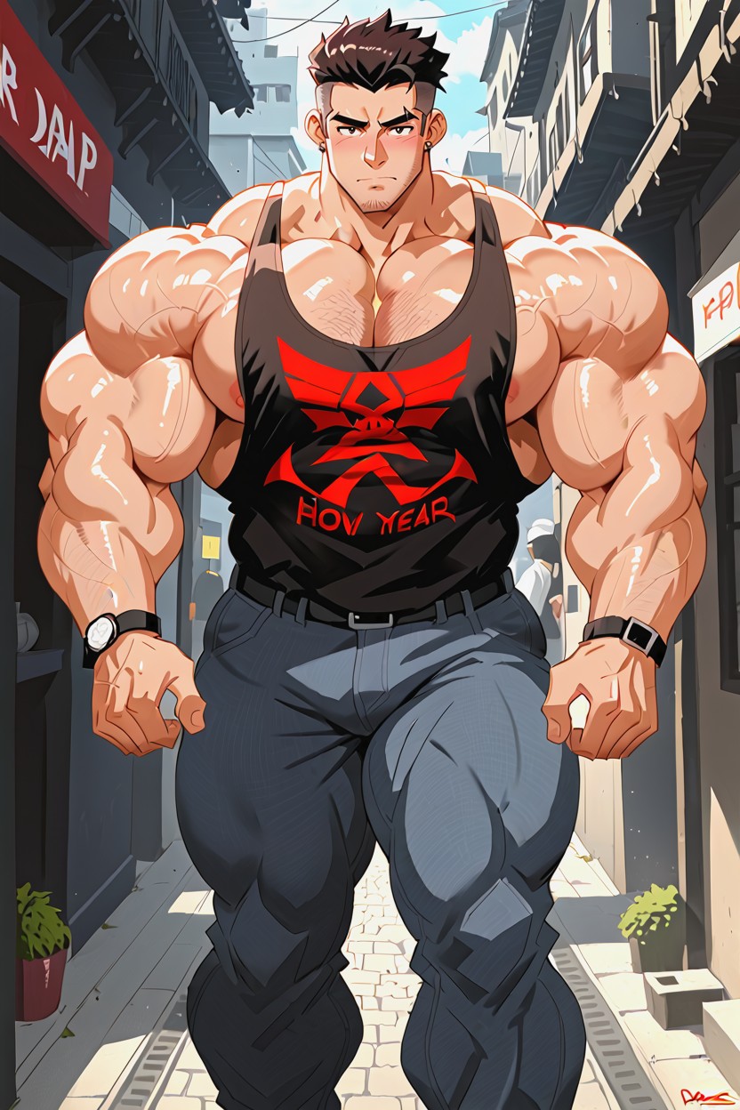 Long Muscular Neck, 18+, Gigantic Sized Muscles AI Gay Porn