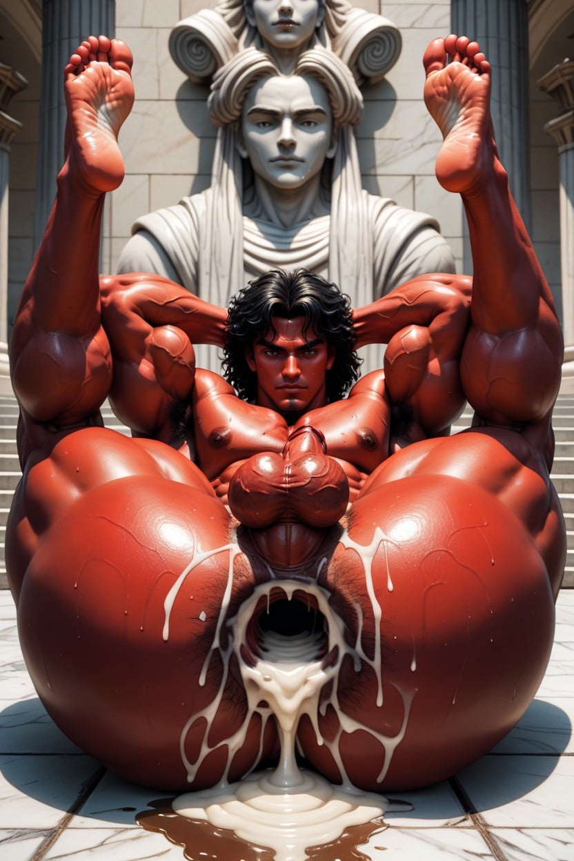 Big Ass, Open Buttocks, Black Statue Hair AI Gay Porn