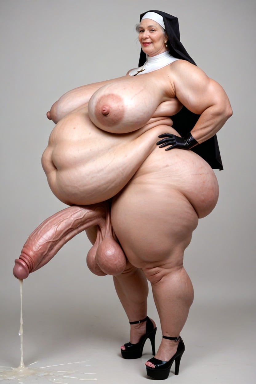 Saggy Breasts, Side View, Gold Cock Ring Porno IA transsexuelle