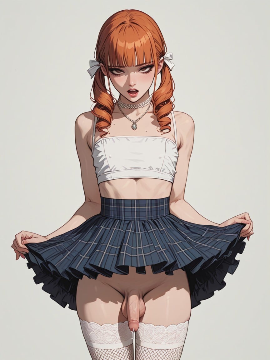 Precum, Curly Twintails, Thick Penis Shemale AI Porn