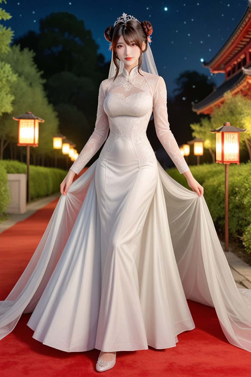 Bamboo Grove, Neat Symmetrical Updo, Manga Larga Porno asiático IA