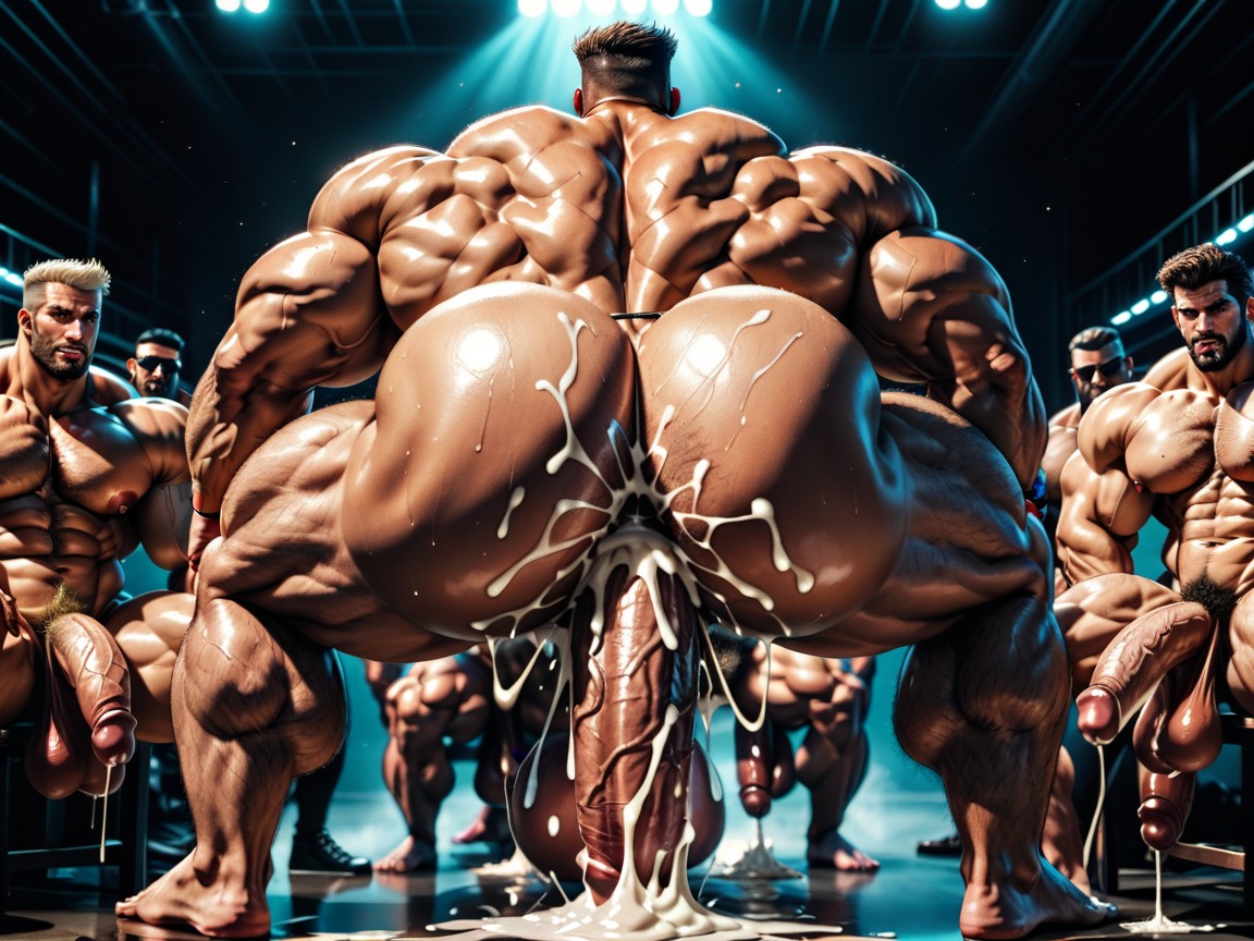Naked, Massive Ass, Hairy Thick Hyper Muscled Body AI Gay Porn