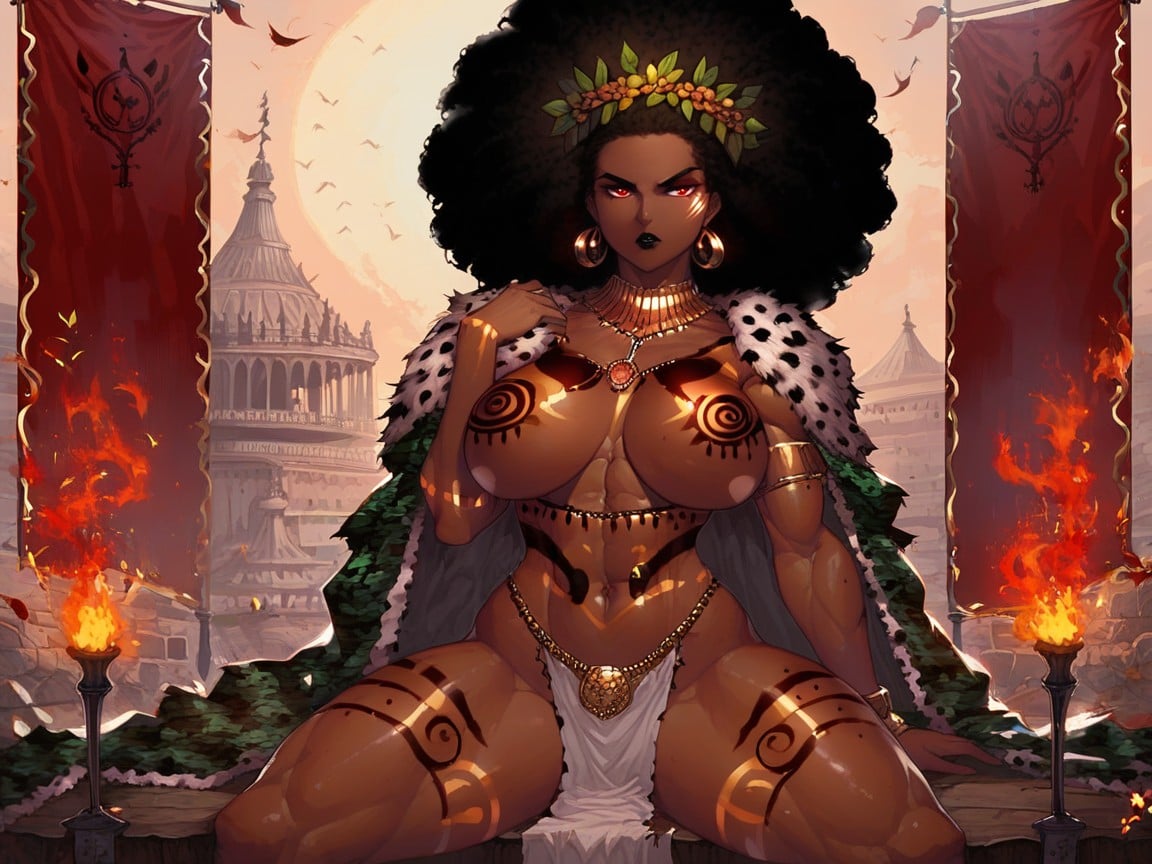 Gold Arm Rings, Wooden Palisade In Background, Dark Brown Skin Porno latina IA