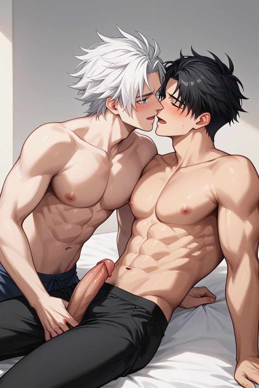 Both Do Not Face Each Other, Pinching His Nipples, Two Men Lying On Top Of Each Other AI Gay Porn
