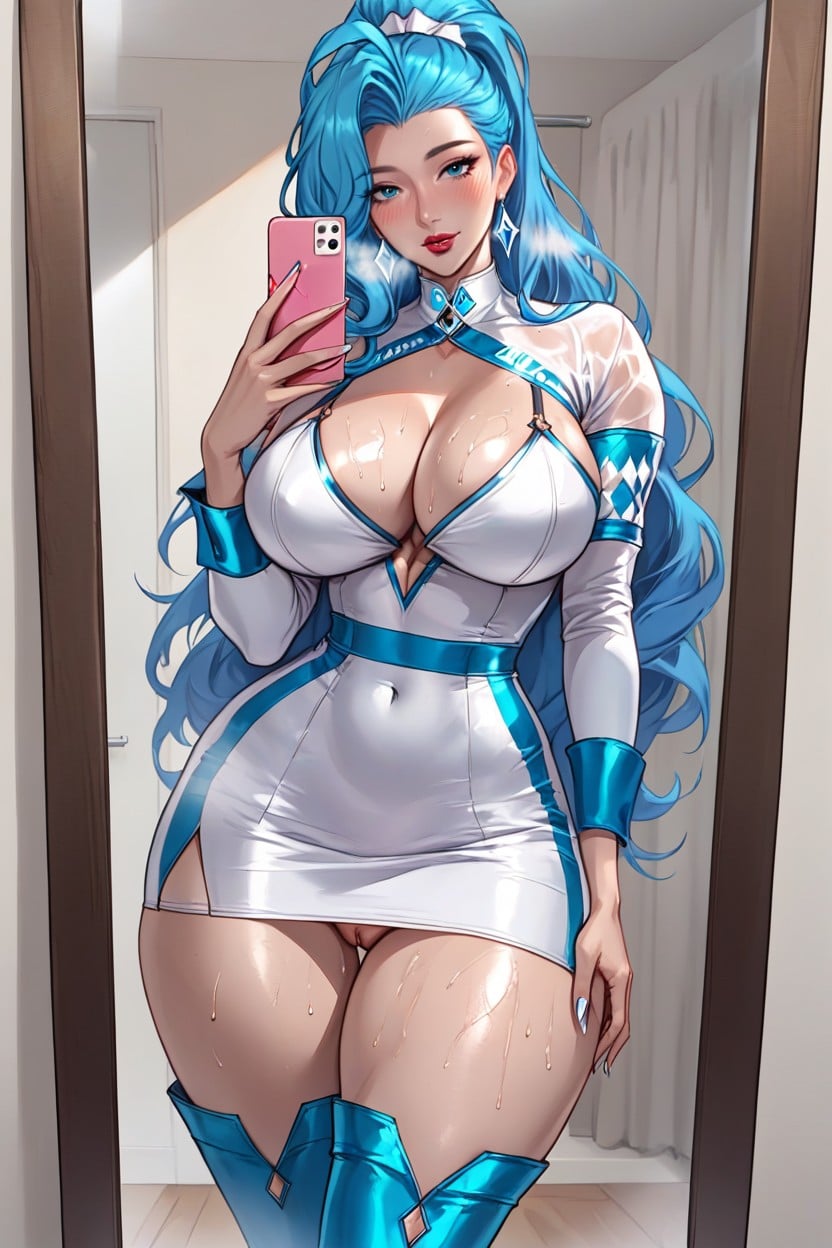 Race Queen Costume, Shapely, Thigh High Boots Hentai AI Porn