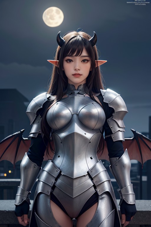 Pale Moon, Armor, Big Demon Wings AI Porn