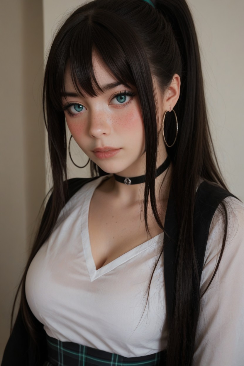 Albino Skin, Shibuya Rin, Very Dark Makeup AI Porn
