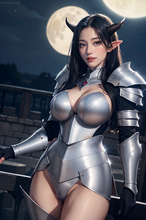 Pale Moon, Armor, Small Breast AI Porn