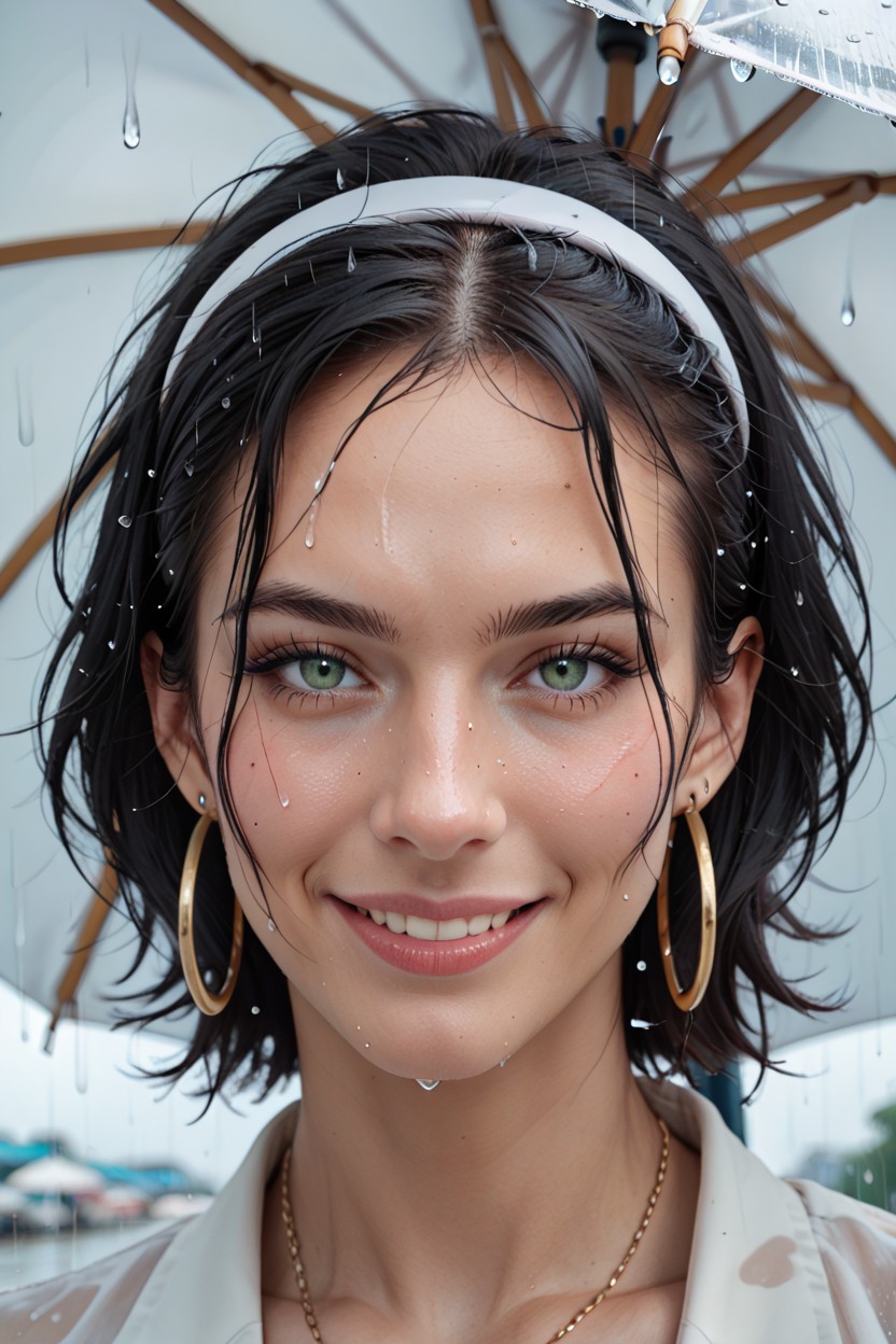Bangs, Opened Umbrella, Amusement Park AI Porn