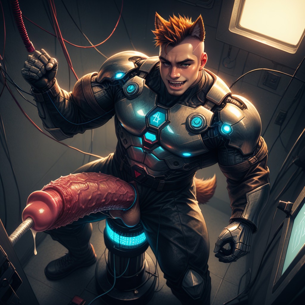 Cyberpunk Hacker, Puffy Urethra, Ripped Clothes AI Gay Porn