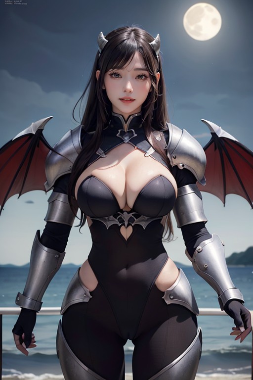 Black Hair, Elf Ears, Big Moon AI Porn