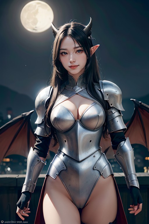 Small Breast, Full Armor, Demon Horns AI Porn