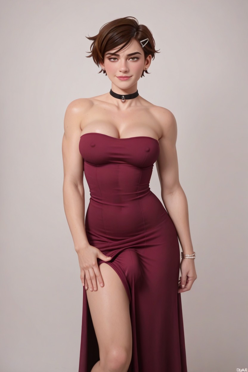 Hourglass Figure, Hairclip, Bracelets Shemale AI Porn