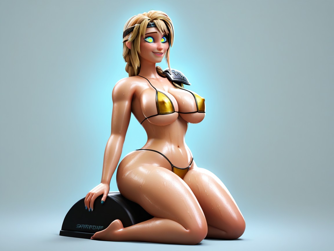 Hourglass, Dripping With Sweat, Simple Background Hentai AI Porn