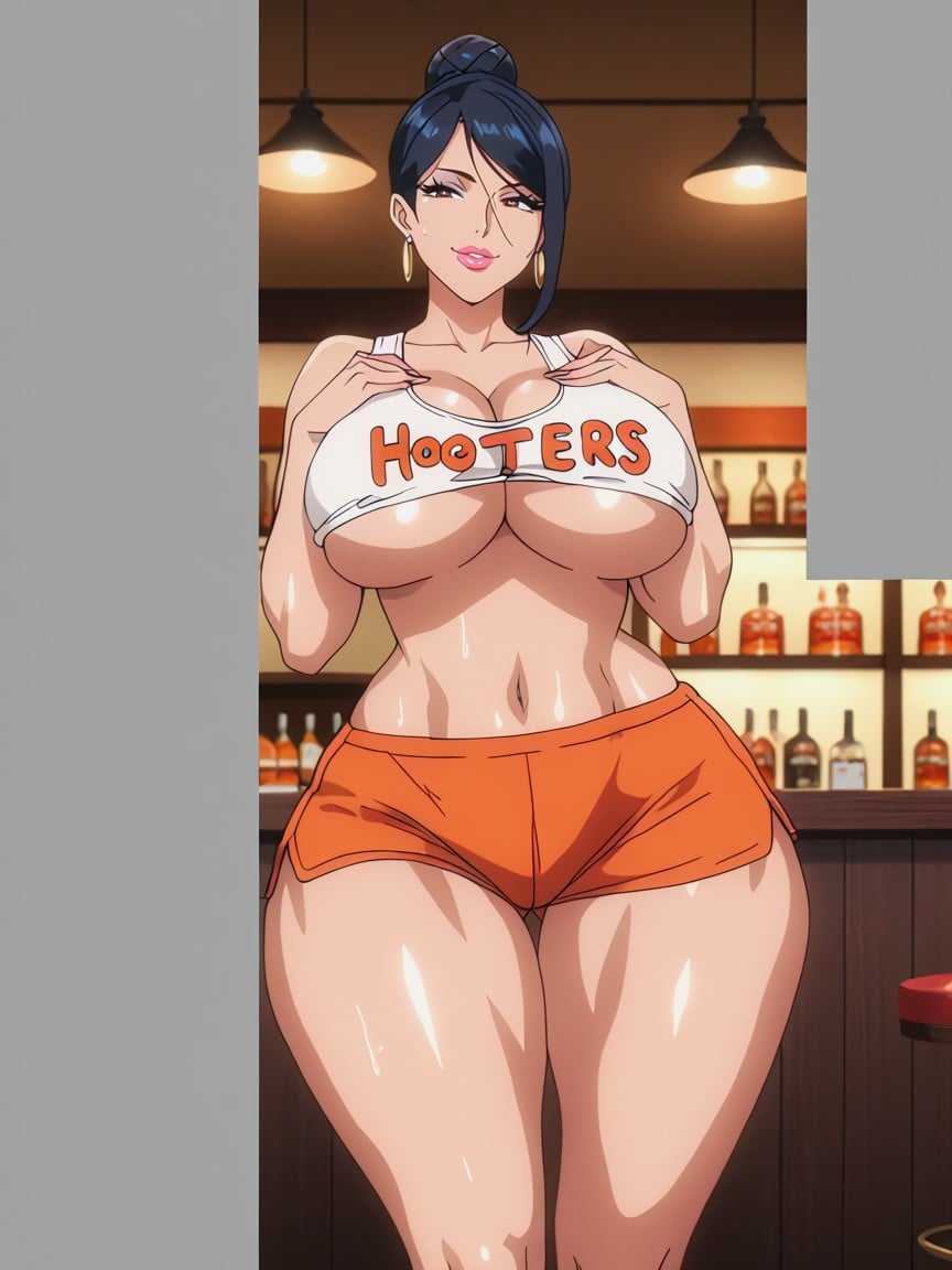 Screencap From A Popular Anime, Cleavage, Squeezing Breasts Hentai AI Porn