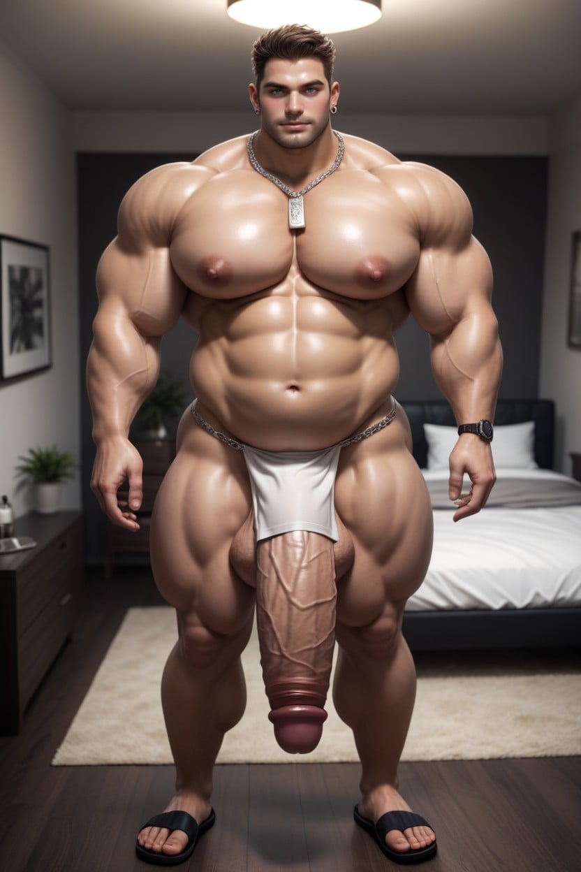 In A Living Room, Long Fat Meat Cock, Thick AI Gay Porn