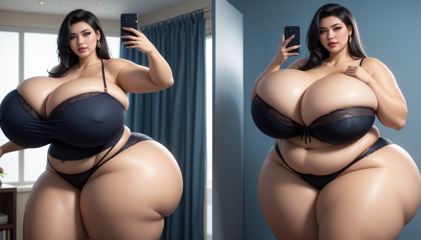 Mega Fat Gothic, Escote, Hyper Fat Thick Curvy Fuller Figured Asian American College Woman Porno BBW IA