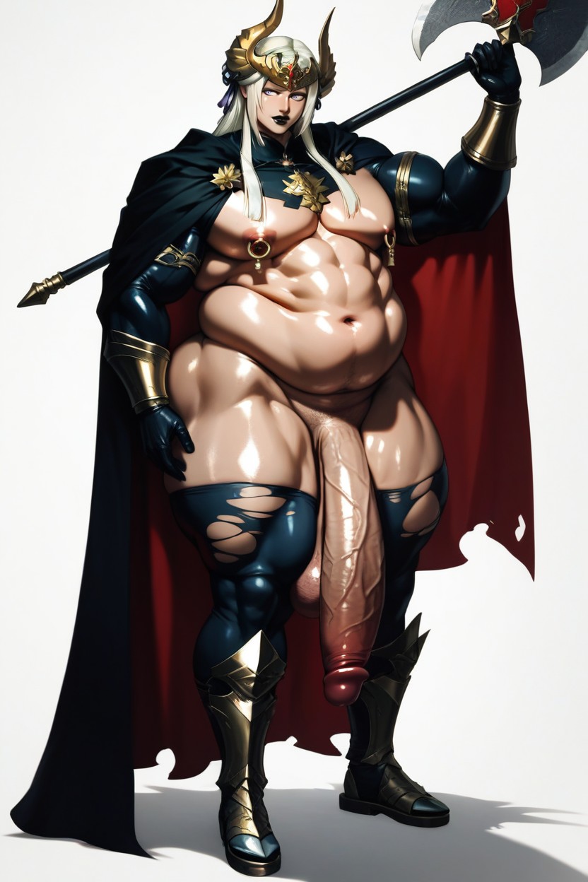 Hyper Cock Longer Than Leg, Black Stockings, Holding Axe AI Gay Porn