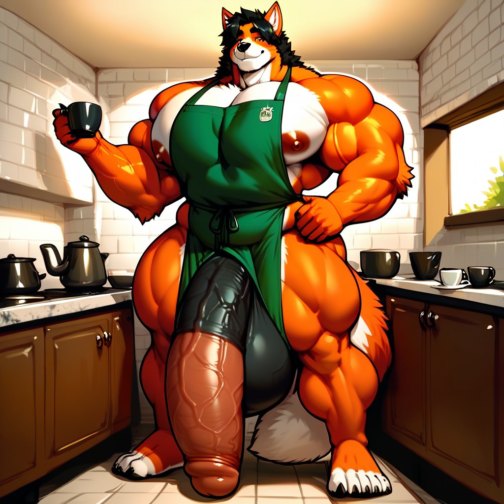 Hyper Penis, Extreme Hyper Cock, A Cup Of Tea In His Left Hand Furry IA