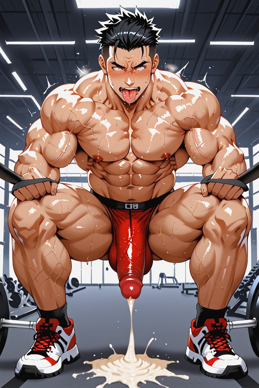 Abs Shaped Inserted Dildo, Leg Muscle Times Overblown, Calf AI Gay Porn