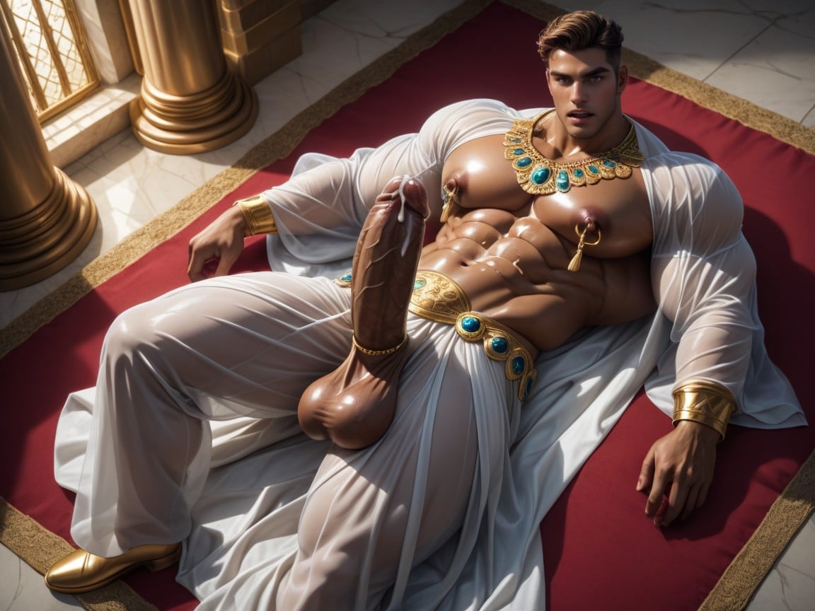 Light Skin African, Cum Dripping From Cock, Platinum White Pixie Hair AI Gay Porn