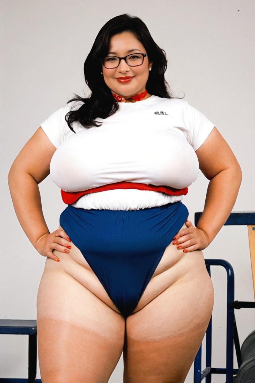 Modest, Double Chin, One Hand On Hips BBW AI Porn