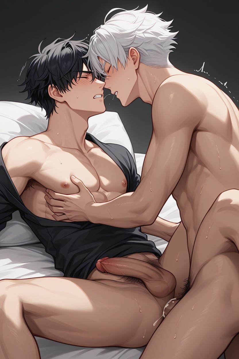 Yaoi, Bangs Slightly Swept To The Sides, Black Hair AI Gay Porn