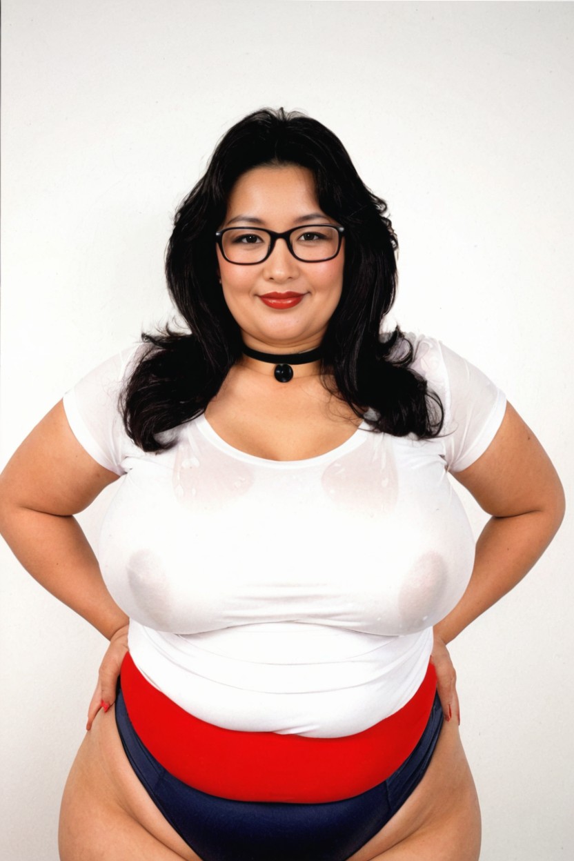 Thick Bright Red Lips, Large Ass, Bbw BBW AI Porn