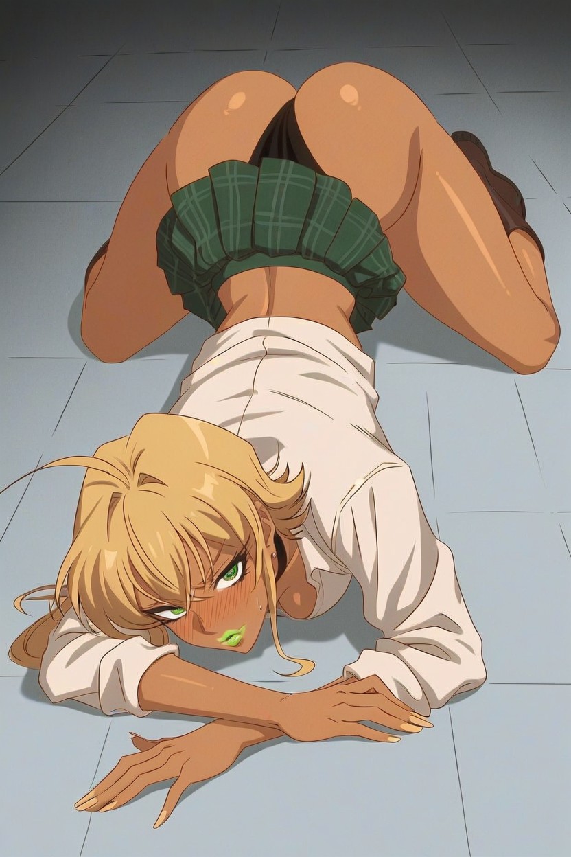 Full-face Blush, Swooping Retrousse Breasts, Embarrassed Hentai AI Porn