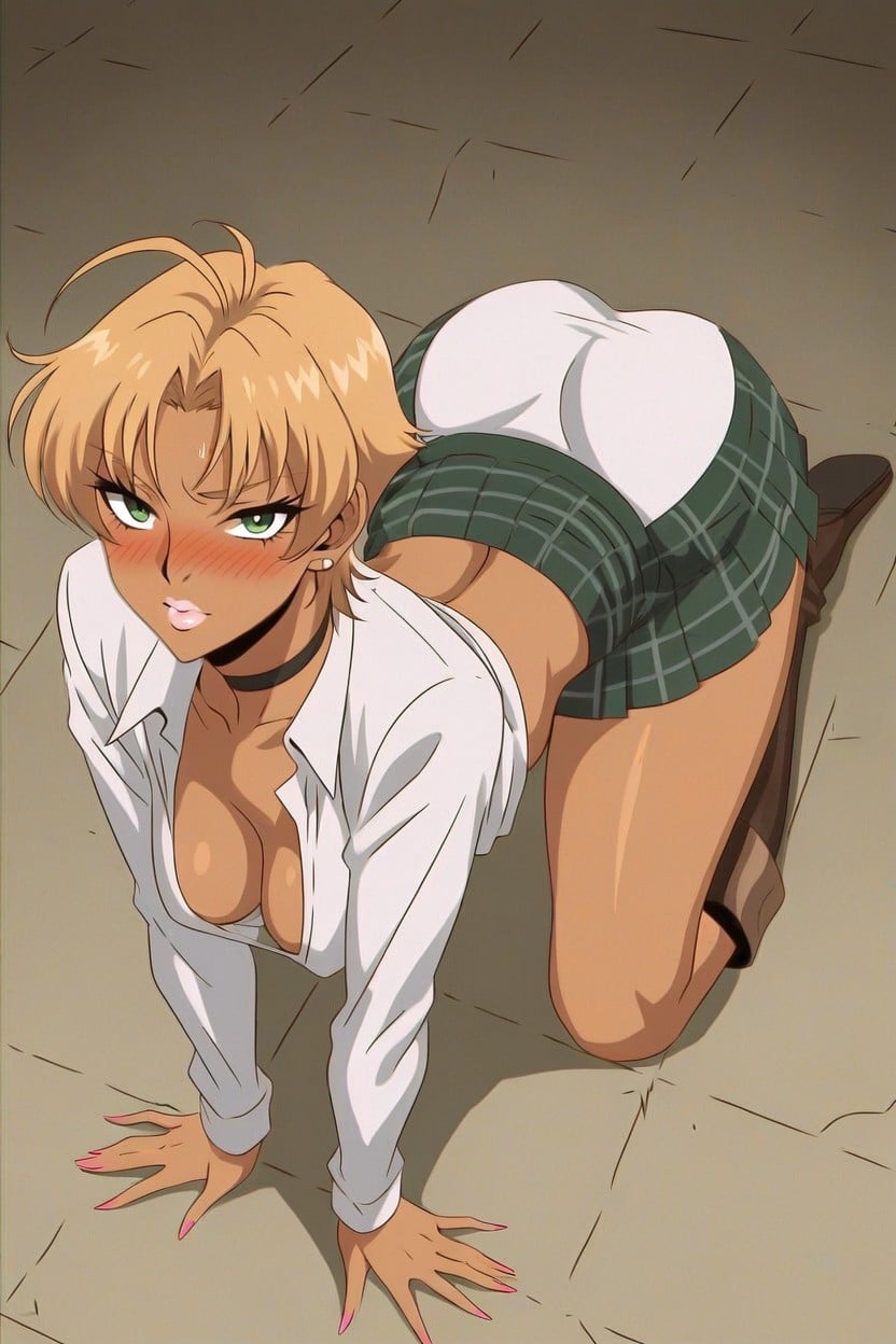 Bending Over, Ass Covered With Clothes, Top Down View Hentai AI Porn