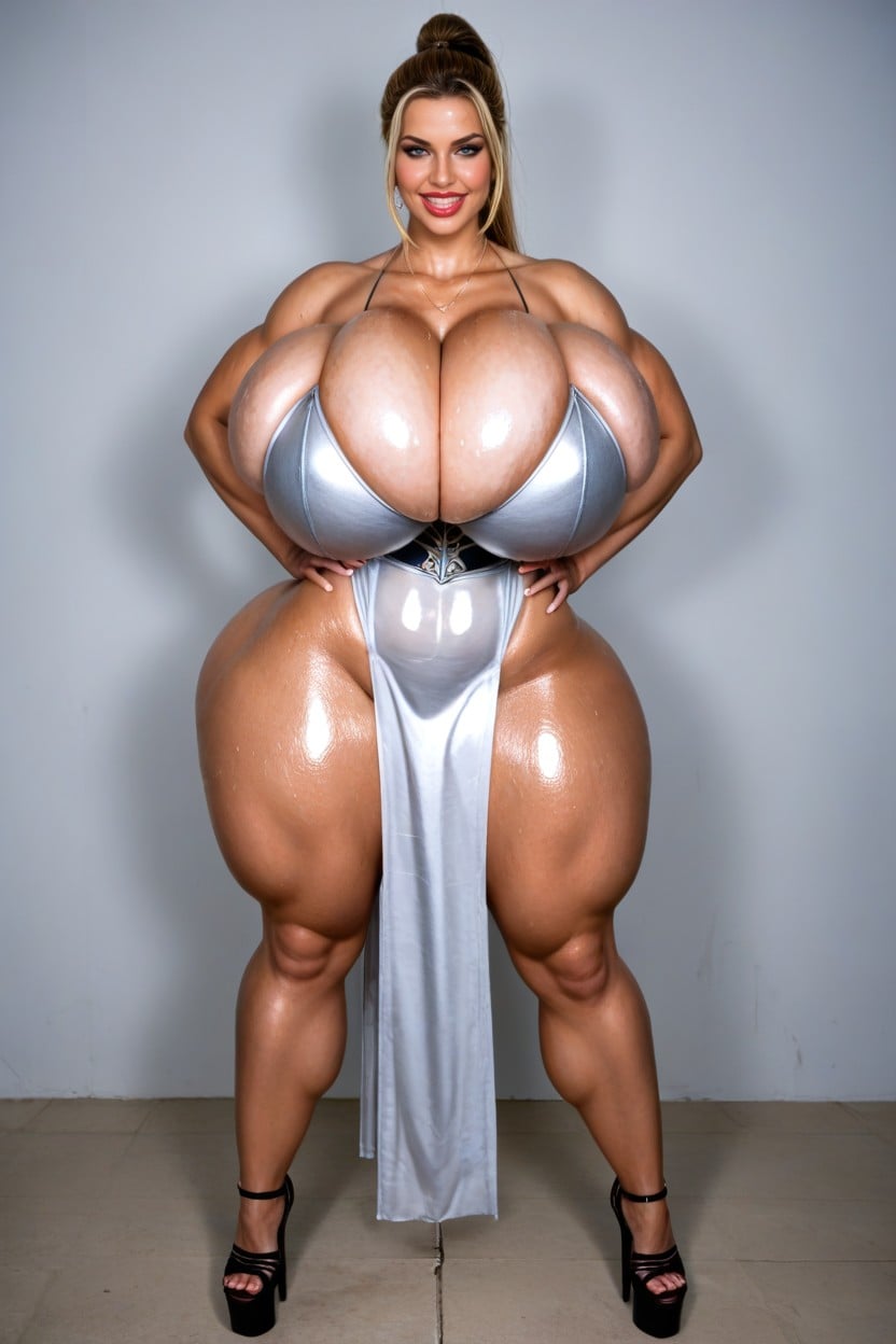 Plump Lips, Thick Hips Wider Than Shoulders, Sweaty Body AI Porn