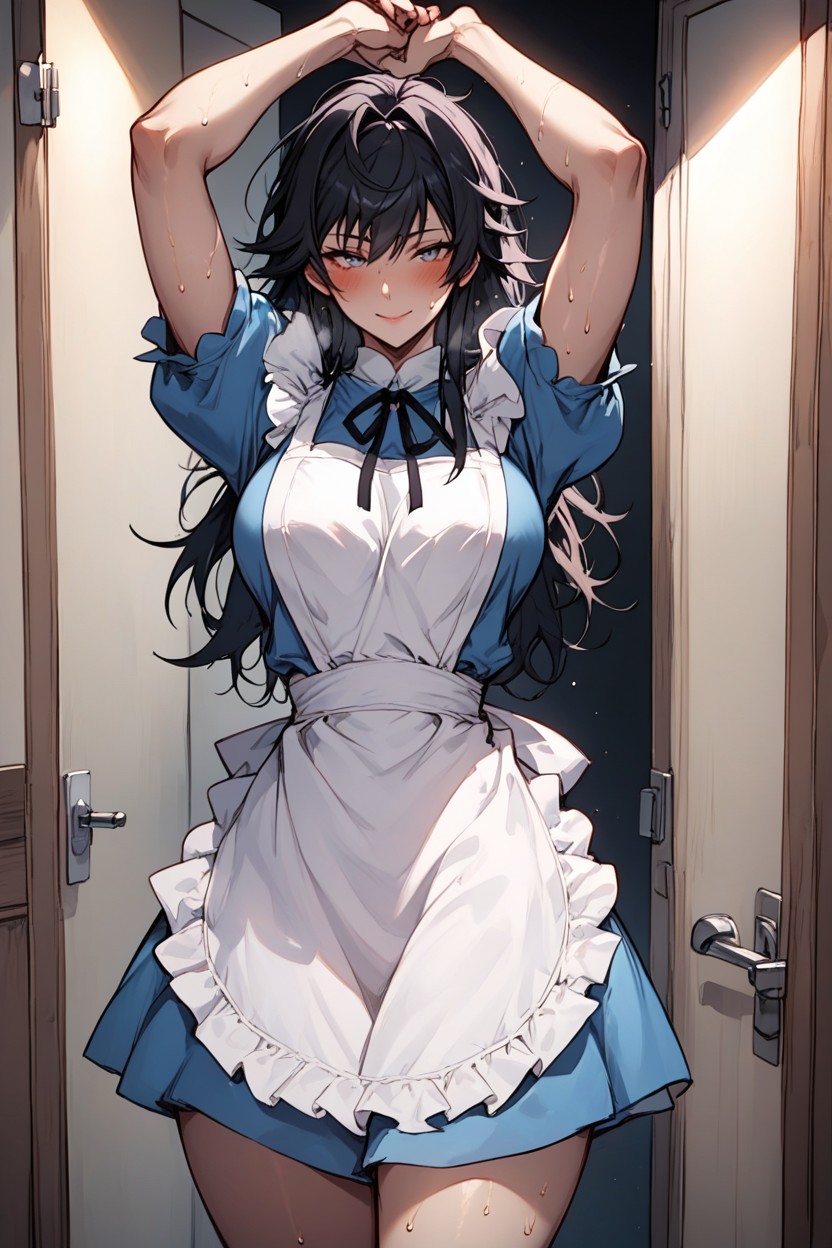 Curvy Body, Black Background, Solo Female Hentai AI Porn