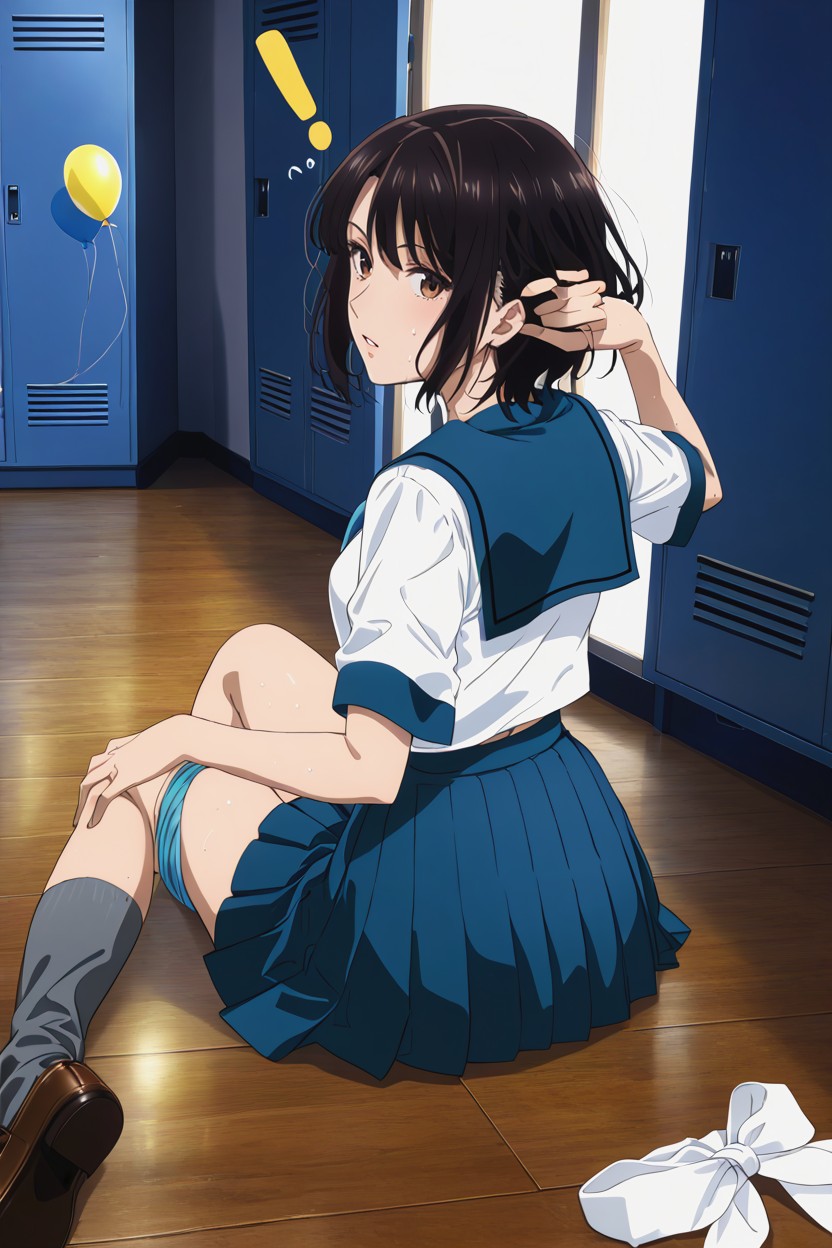 Sweaty Skin, Brown Loafers, Small Breasts Hentai AI Porn