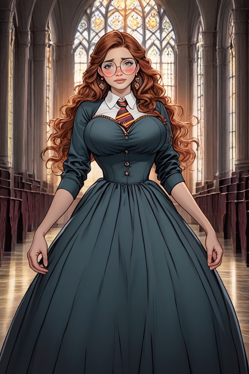 Moving Breasts, Embarrassed Blush, Wide Hoopskirt AI Porn