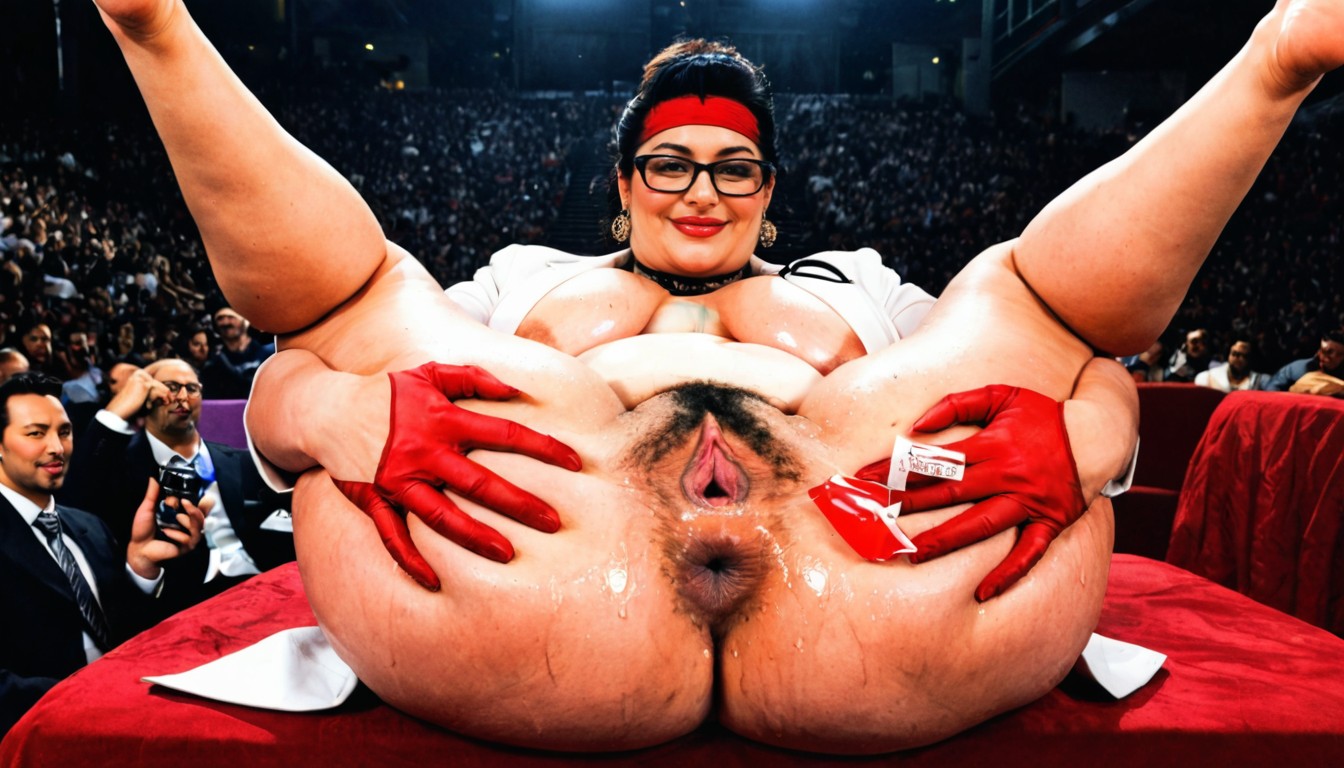 Choker, Hands Gaped Pussy, Black Glasses BBW AI Porn