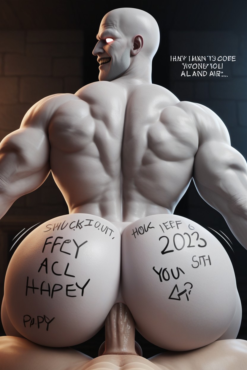Large Muscular Bottom, Extremely Large Ass, Dick In Ass AI Gay Porn