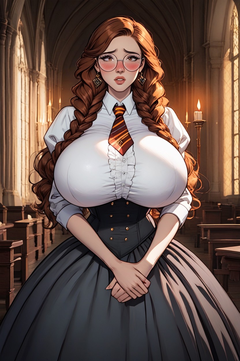 Large Ass, Poofy Hoopskirt, Round Glasses AI Porn