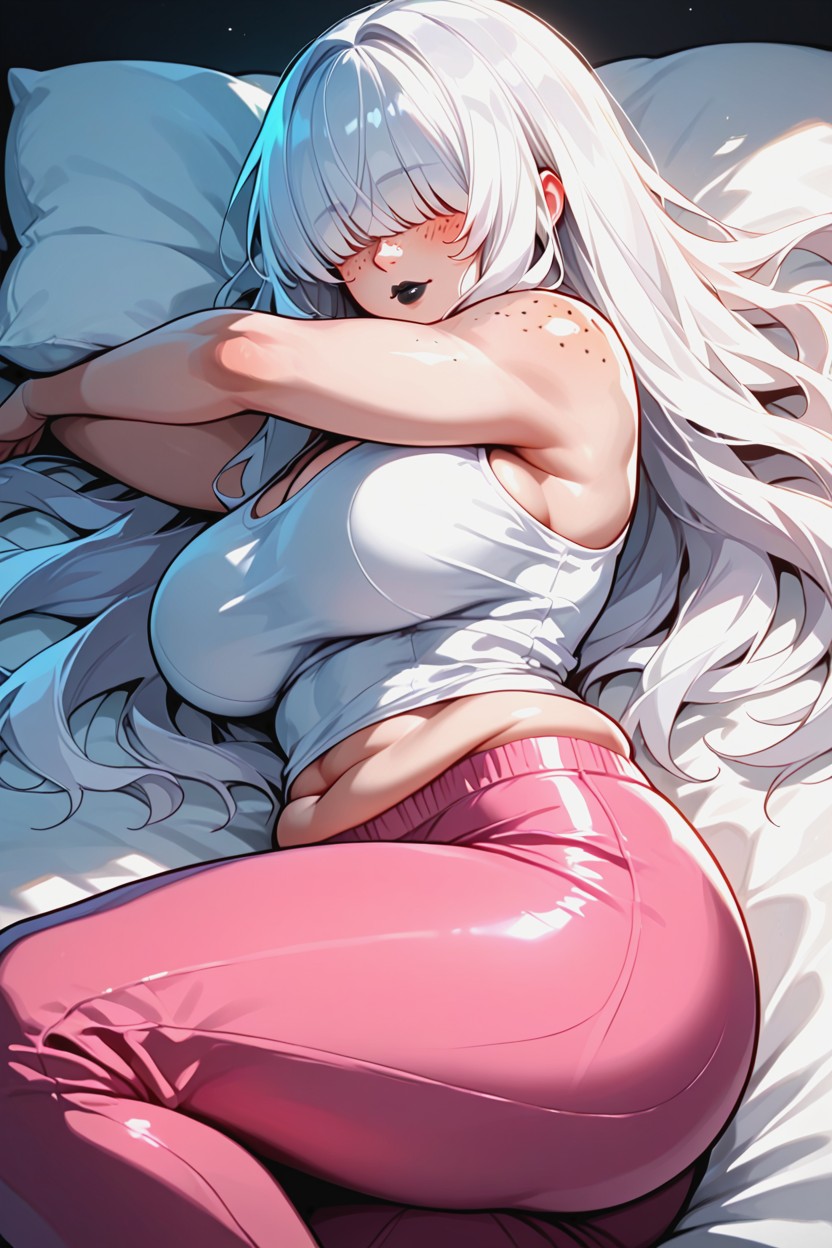 Bangs Covering The Eyes, Straight Hair, White Woman AI Porn