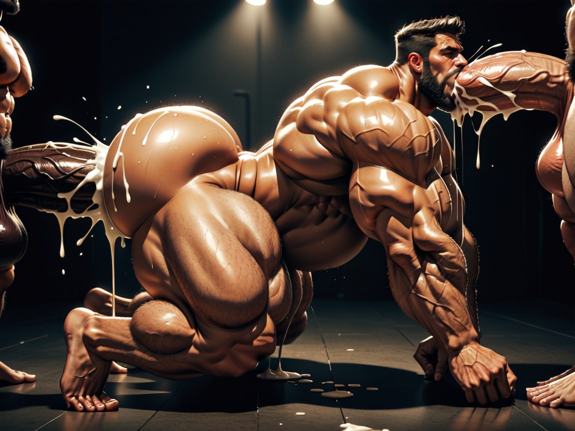 Mouth Agape, Bara, Hyper Bulky AI Gay Porn