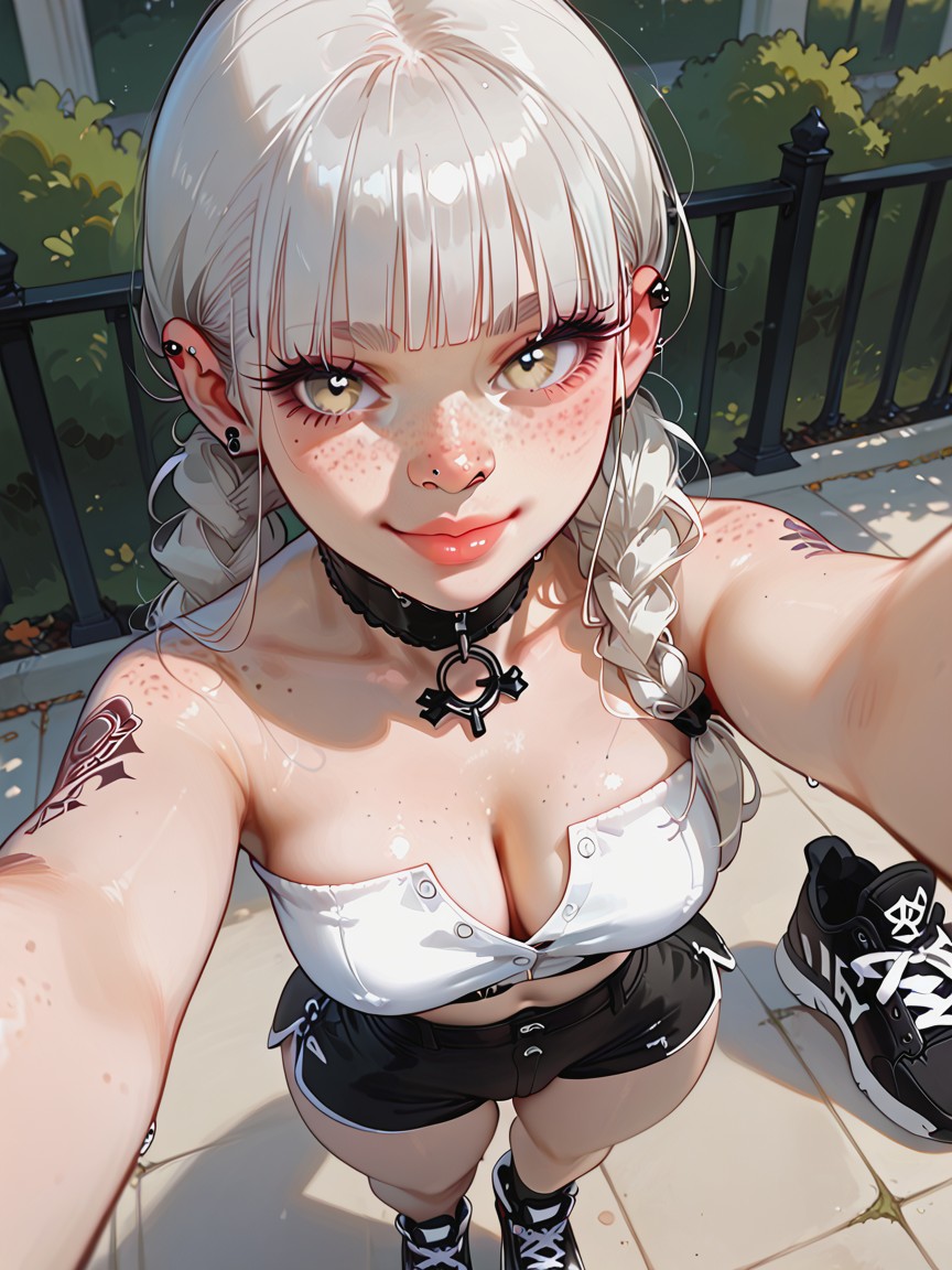 Asian, Cleft Ass, Braided High Twintails Hentai IA