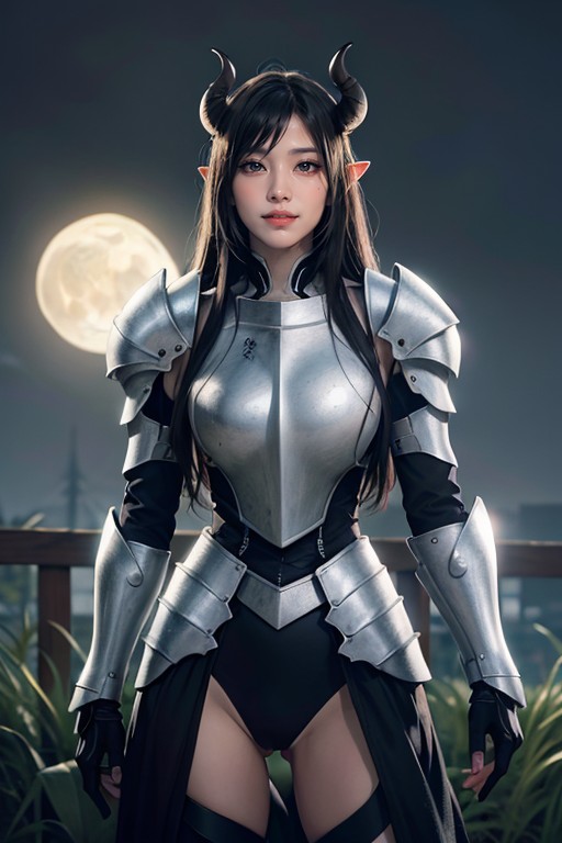 Dark Fantasy, Raining, Long Bangs AI Porn