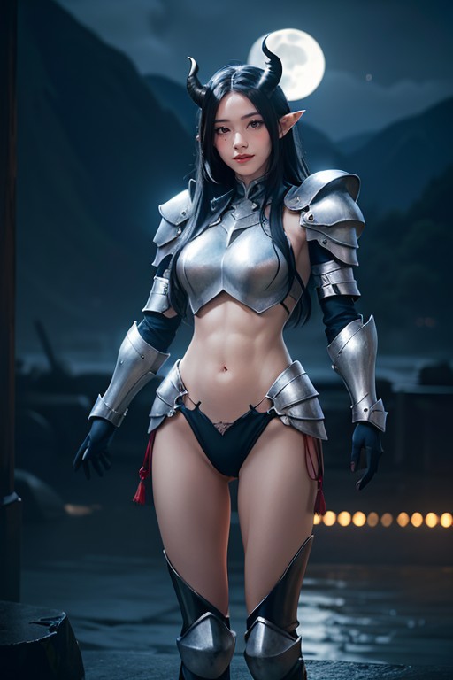 Raining, Full Moon, Black Plain Background AI Porn