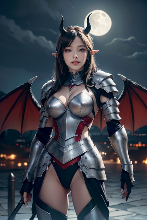 Full Armor, Clouded, Black Plain Background AI Porn