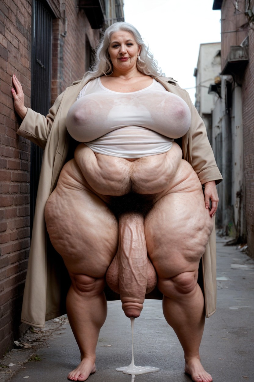 Gigantic Saggy Breast, Extremely Vascular Legs Hyper Penis Hyper Wide Penis, Giant Woman AI Porn