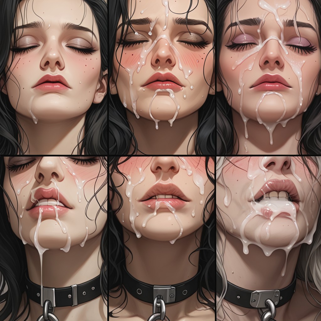 Tired Face , Hyper Cum On Face, Side View AI Porn