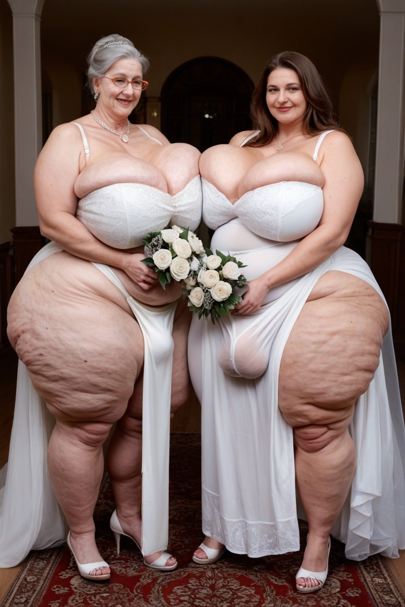 Standing, Hyper Thick Thighs, Cellulite Saggy Body AI Porn