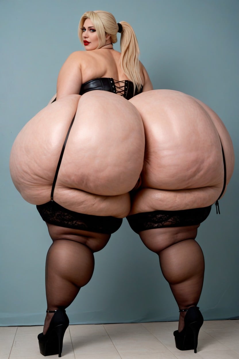 American, Gigantic Hyper Breasts Colossal Ass, Blue Eye Shadow BBW AI Porn