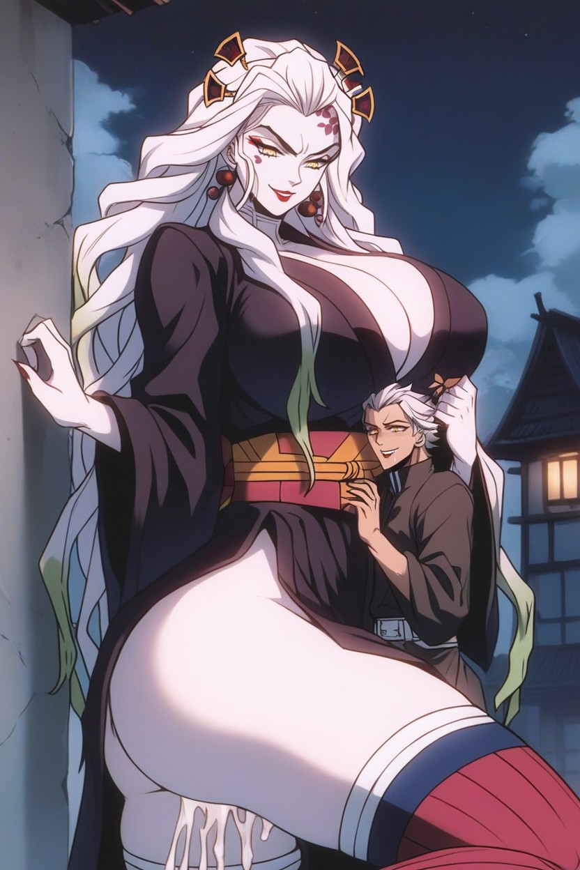One Leg Wrapped Around Male, Demon Woman, Massive Breasts AI Porn